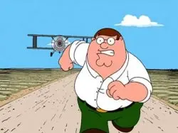 Peter griffin running away for a plane