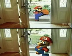 Mario Kicking down door