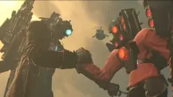 titan speakerman and titan cameraman epic handshake
