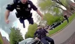 Police Officer Cop Flying Jumping