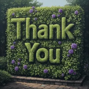 A Sign That Says Thank You Made Of Flowers And Leaves