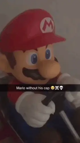 A Picture Of A Mario Without His Cap With A Skull On It