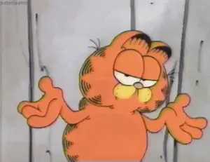 A Cartoon Cat Named Garfield Is Standing In Front Of A White Wall With His Arms Outstretched