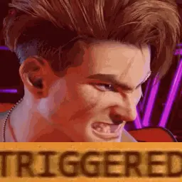 A Close Up Of A Man 'S Face With The Word Triggered Behind Him .