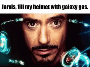 Jarvis Fill My Helmet With Galaxy Gas Written Above A Picture Of A Man