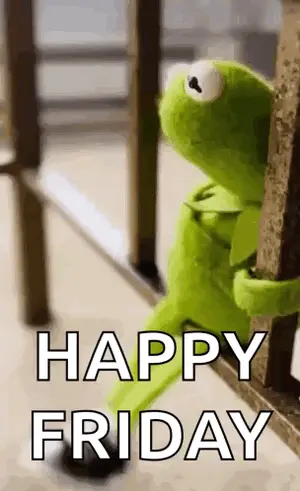 Kermit The Frog Is Sitting On A Railing Looking Out A Window .