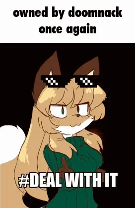 A Cartoon Of A Fox Wearing Sunglasses And A Green Sweater Says " Deal With It "