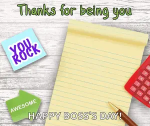A Notepad With The Words " Thanks For Being You Best Boss " On It
