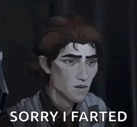A Cartoon Of A Man With The Words `` Sorry I Farted '' Written On His Face .
