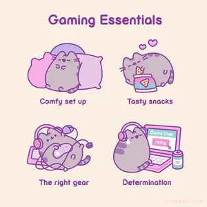 A Cartoon Of A Cat With The Words Gaming Essentials Written On It