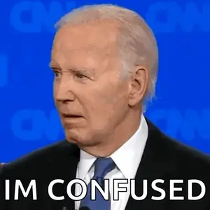 A Man In A Suit And Tie Says I 'M Confused In Front Of A Blue Background .