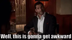 A Man In A Suit Sitting At A Bar With The Words Well This Is Gonna Get Awkward