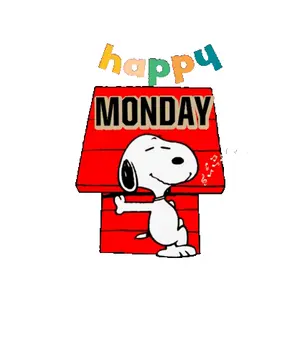 A Cartoon Of Snoopy In A Doghouse With The Words Happy Monday