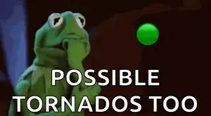 Kermit The Frog Is Holding His Hand To His Mouth And Thinking About Tornadoes .