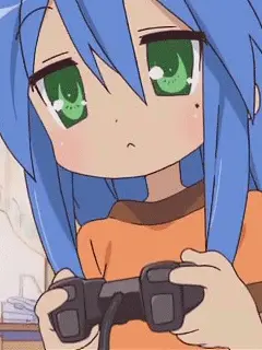 A Cartoon Girl With Blue Hair And Green Eyes Is Holding A Video Game Controller
