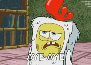 A Cartoon Character From Spongebob Squarepants Is Wearing A Chicken Costume And Saying Aye Aye .