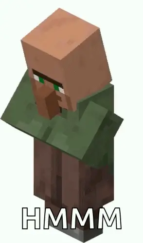 A Minecraft Villager Wearing A Green Shirt And Brown Pants Is Standing With His Hands Folded .