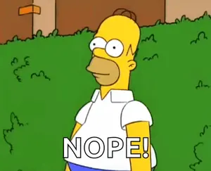 Homer Simpson Is Standing In A Grassy Field With The Word Nope Written Below Him
