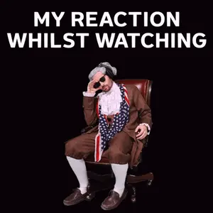 A Man Sitting In A Chair With The Words My Reaction Whilst Watching