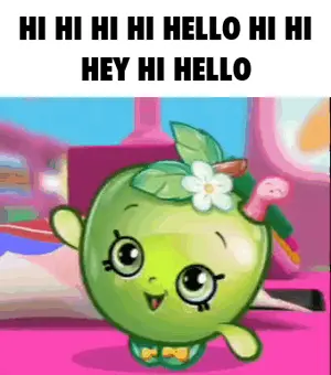 A Green Apple With A Flower On It Says Hi Hi Hi Hello Hey Hi Hello