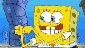 Spongebob Squarepants Is Smiling And Giving A Thumbs Up While Wearing A Tie .
