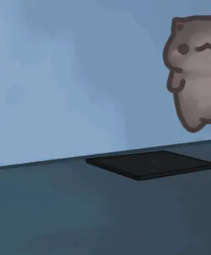 A Cartoon Cat Is Looking Over A Razer Laptop Screen