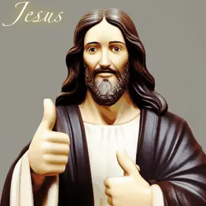 A Statue Of Jesus Giving The Thumbs Up Sign