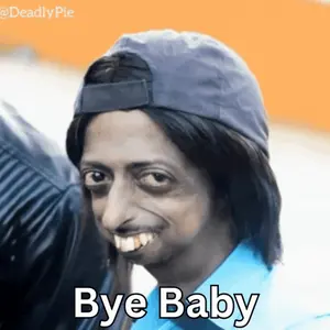 A Picture Of A Man Wearing A Hat With The Words Bye Baby Below Him