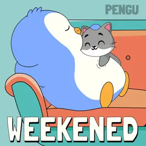 A Penguin And A Cat Are Sitting On A Couch And The Words Weekended Are Below Them