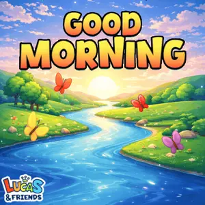 A Lucas And Friends Poster With A River In The Background