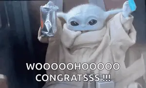 A Baby Yoda From The Mandalorian Is Holding A Bag Of Chips And A Blue Ice Cream Cone .