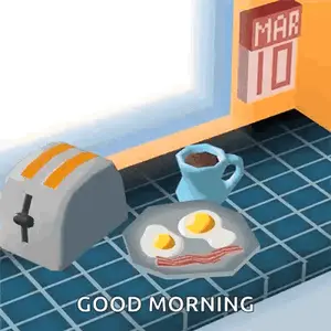 A Cartoon Illustration Of A Toaster Eggs Bacon And Coffee With The Words Good Morning