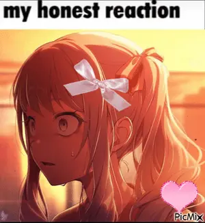 A Picture Of A Girl With A Bow In Her Hair With The Words My Honest Reaction