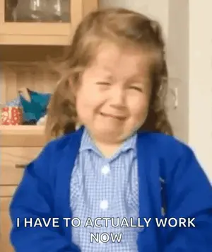 A Little Girl In A Blue Sweater Is Crying And Says " I Have To Actually Work Now "