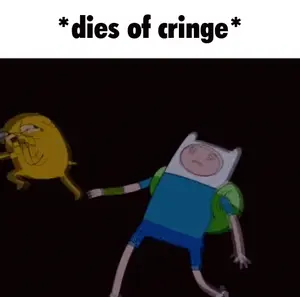 A Cartoon Character With The Words " Dies Of Cringe " On The Bottom