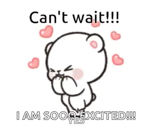 A Cartoon Of A Teddy Bear With Hearts Around It And The Words `` Can 'T Wait !!! '' .