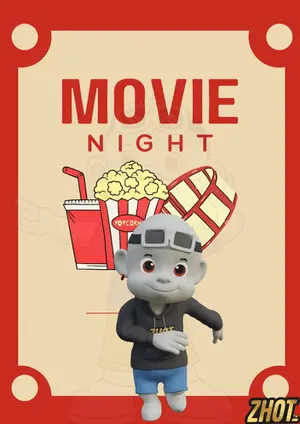 A Poster For Movie Night With A Cartoon Character