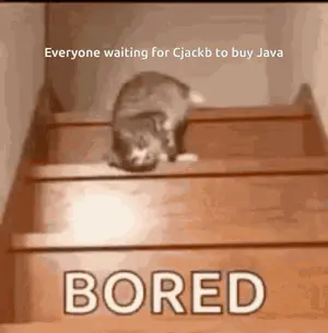 A Cat Is Walking Down A Set Of Wooden Stairs With The Words Bored Written Below It