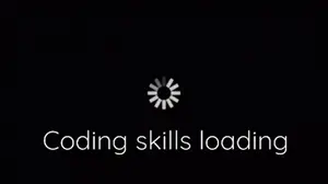 A Black Background With The Words Coding Skills Loading In White Letters