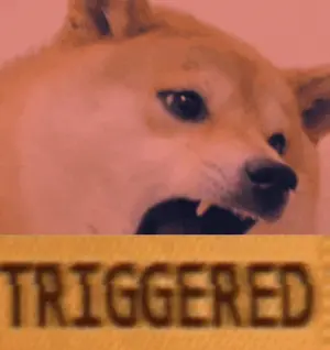 A Close Up Of A Dog With The Word Triggered In The Background