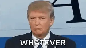 Donald Trump Is Wearing A Suit And Tie And Making A Funny Face While Saying Whatever .