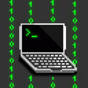 A Pixel Art Illustration Of A Laptop With A Green X On The Screen
