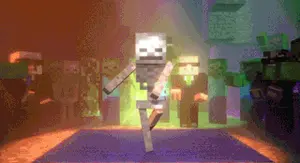 A Skeleton Is Dancing In A Minecraft Video Game