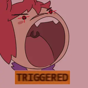 A Cartoon Drawing Of A Person With Their Mouth Wide Open And The Word Triggered Behind Them