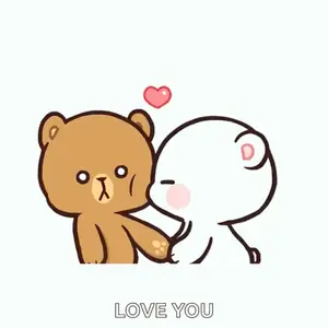 A Couple Of Teddy Bears Holding Hands With A Heart In The Background And The Words `` Love You '' .