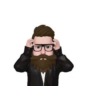 A Cartoon Of A Man With A Beard And Glasses Has A Red Object On His Head