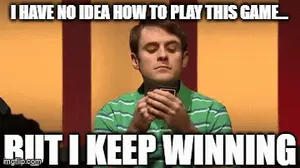 A Man In A Green Striped Shirt Is Holding A Card And Says I Have No Idea How To Play This Game .