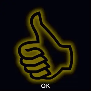 A Yellow Glowing Thumbs Up Sign With The Word Ok Below It
