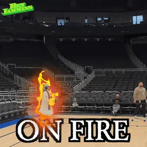 A Basketball Court With The Words " On Fire " On The Bottom