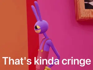 A Purple Cartoon Character With The Words That 'S Kinda Cringe